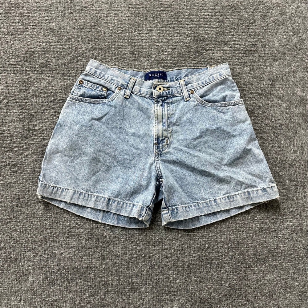Guess Denim Shorts Womens Size 26 Light Wash Blue High Waisted Cotton 1193G